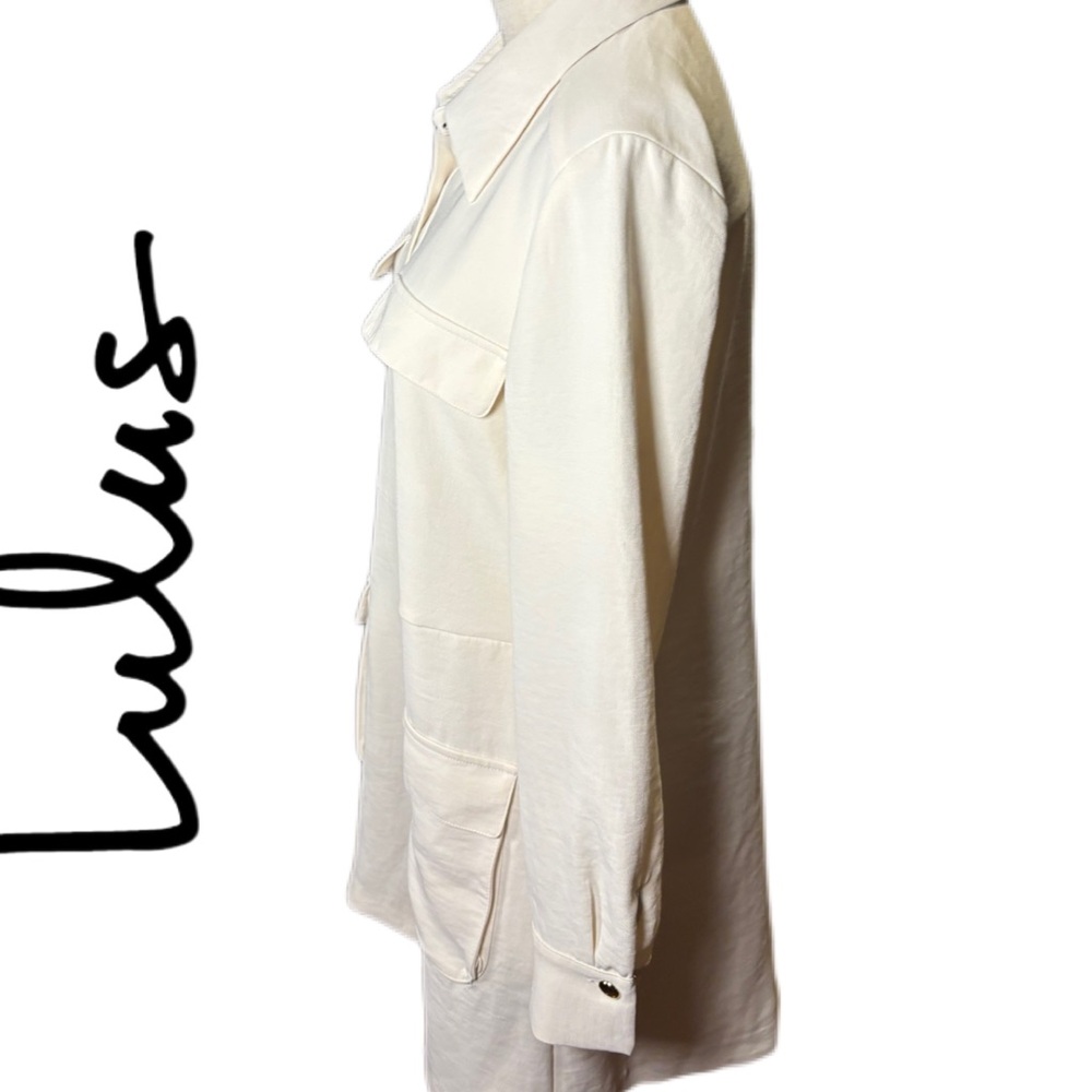 LULUS Charming Confidence White Collared Utility Mini Dress M - Picture 5 of 10
